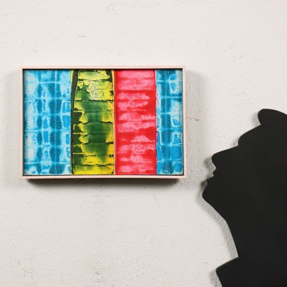 Abstraktes Gemälde von Franco Meneguzzo, Torso auf manganblauem Hintergrund, Franco Meneguzzo, Franco Meneguzzo, Franco Meneguzzo, Franco Meneguzzo