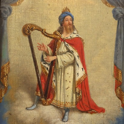 Dipinto con Re Davide che suona l0apos,Re Davide che suona l'arpa
