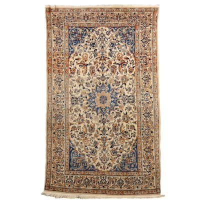 Antiker Nain Teppich Iran Wolle Seide Knoten Handgefertigt