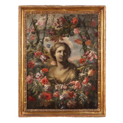 Painted with Female Bust with Garland of Flowers