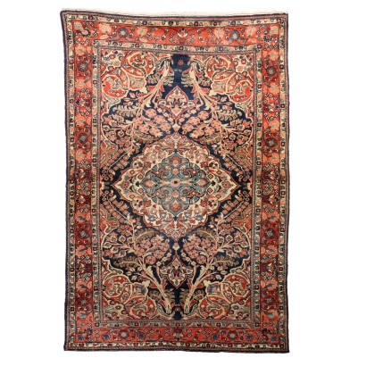 Vintage Saruk Carpet Iran Cotton Wool Big Knot Handmade