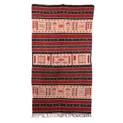 Antiker Kilim Teppich Marokko Baumwolle Feiner Knoten Handgemacht