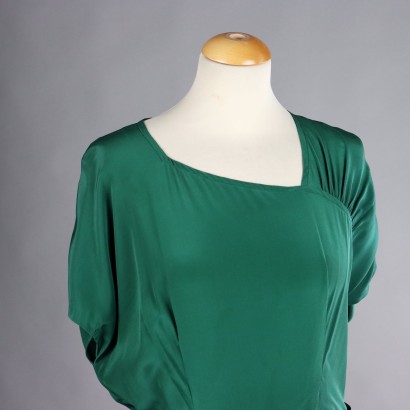 Vestido Vintage en Seda Verde