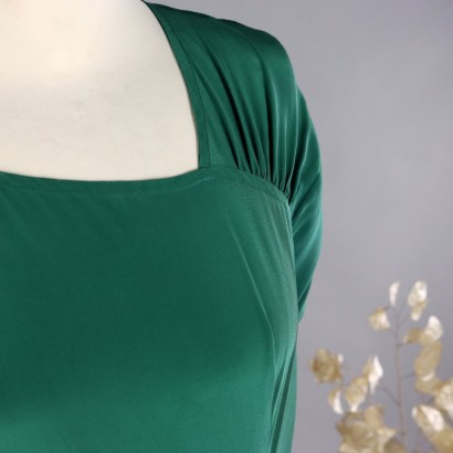Vintage Dress in Green Silk