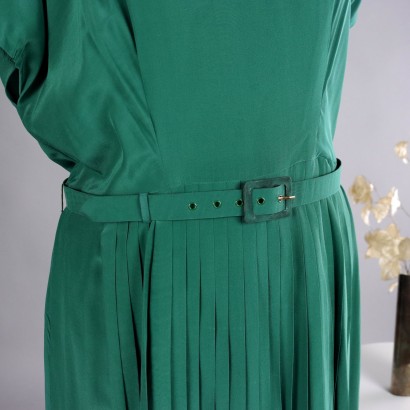 Vintage Dress in Green Silk