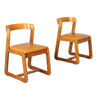 Vintage Stühle für Mario Sabot der 70er Jahre Bemaltes Buchenholz Stof