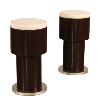 Vintage Stools from the 1970s Lacqured Wood Padding Foam Leatherette