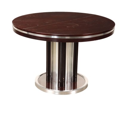 Design Tisch der 1970er Jahre Exotisches Holz Furniert Aluminium