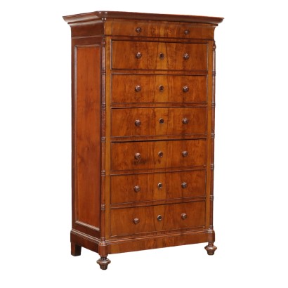 Ancient Chest of Drawers Charles X Piedmont '800 Cherrywood Walnut