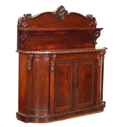 Ancient Cupboard with Étagère '800 Mahogany Silver Fir
