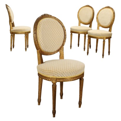 Antike Stühle im Neoklassizistichen Stil '900 Geschnitztes Holz