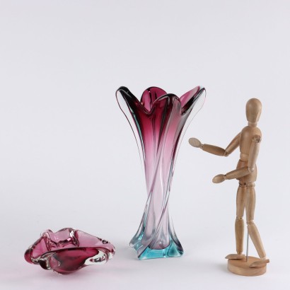 Vase en verre submergé et plateau de poche
