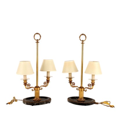 Vintage Tischlampen Erste Mitte '900 Vergoldeter Bronze Marmor