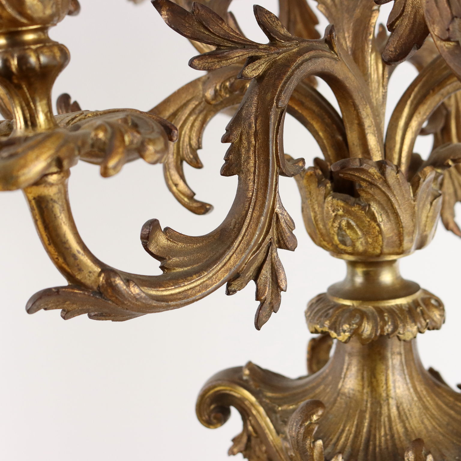 Coppia Candelabri Antichi Napoleone III Terzo Quarto 800 Bronzo Dorato