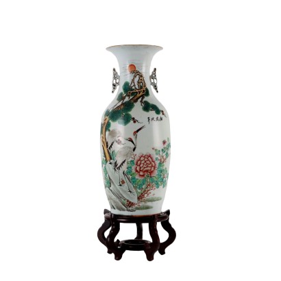 Vase Ancien de la Republique Chinoise '900 Porcelaine Peinte
