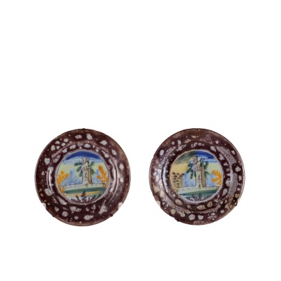 Antike Kleine Tellern Ende des XVIII Jhs Majolika San Marino Objekte