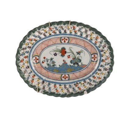 Vintage Teller Ende des XIX Jhs Majolika aus Faenza mit Dekorationen