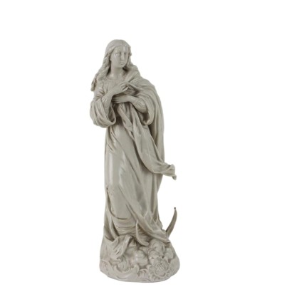 Ancient Sculpture of the Virgin Mary Mid '800 Capodimonte Porcelain