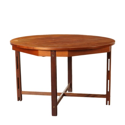Vintage Table from the 1960s Teak Veneered Wood Painted Beech Base