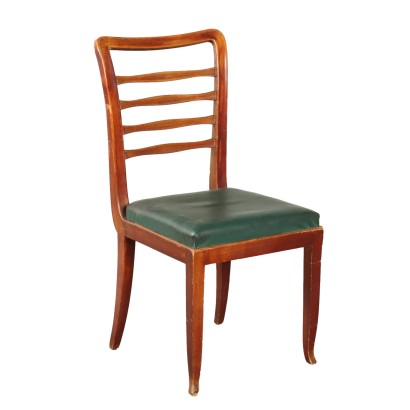 Vintage Stuhl der 40er-50er Jahre Bemaltes Buchenholz Kunstleder