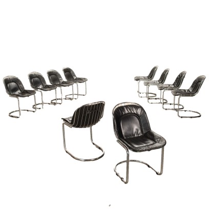 Vintage Chairs 1960s-70s Chromed Metal Leather Padding Foam