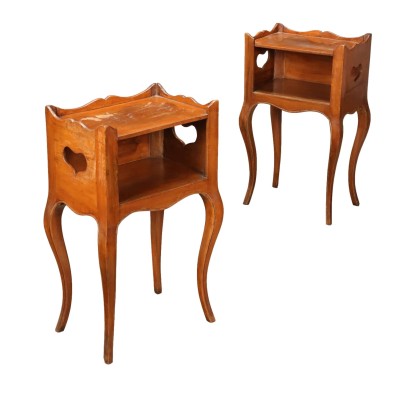 Pair of Ancient Bedside Tables '900 Carved Mahogany Wood