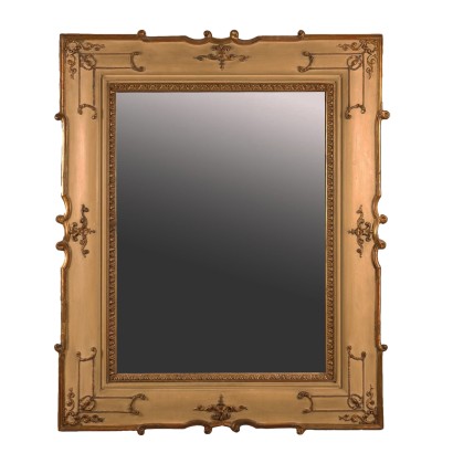 Ancient Eclectic Style Mirror Early '900 Engraved and Gilded Wood