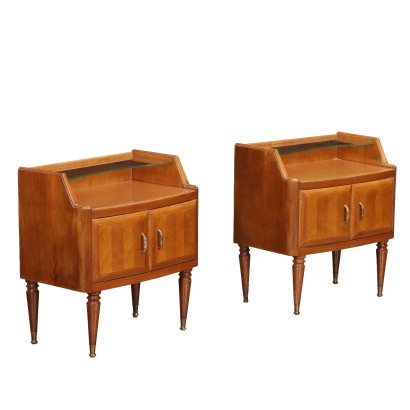 Bedside Tables from the 50s-60s Walnut Veneered Italy Vintage