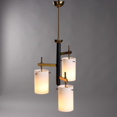 Lampe des Années 50-60 Métal Laiton Verre Vintage Eclairage