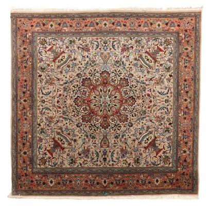 Vintage Tabriz Carpet Iran Cotton Wool Fine Knot Handmade