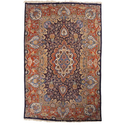 Vintage Keshan Teppich Iran Wolle Geknüpft Handgefertigt