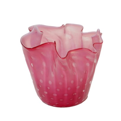 Vase en Forme de Mouchoir Verre Murano Italie Années 60 Vintage