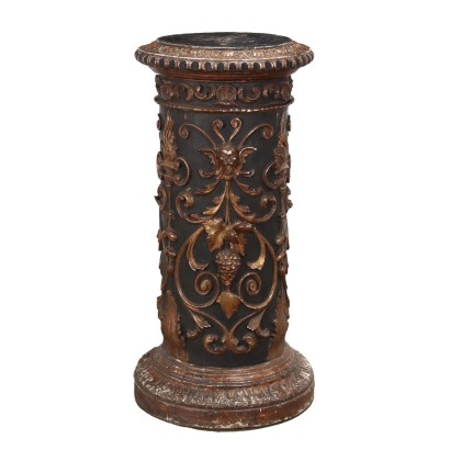 Neorenaissance Column Carved and Lacquered Wood XIX Century Antiques