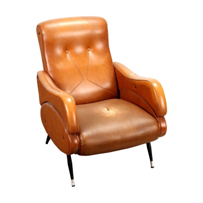 Vintage Sessel aus Metall und Kunstleder der 1960er Jahre