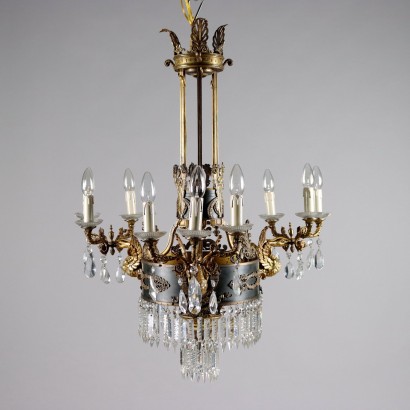 Empire Style Chandelier Bronzes Crystal France Late XIX Century