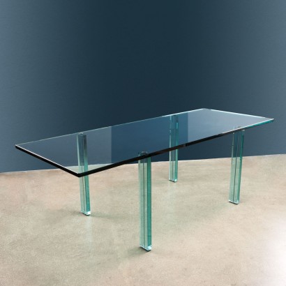 Teso Tavolo Vintage Tisch von FontanaArte der 80er Jahre Metall Glas