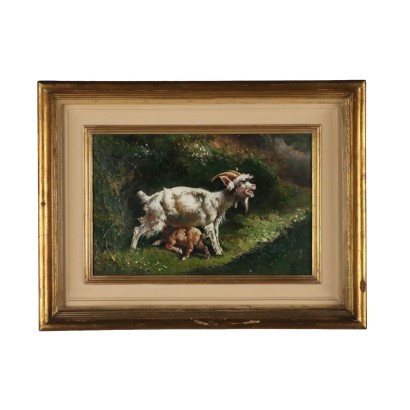 Tableau Filippo Palizzi Chèvre Allaitante 1854 Art '800