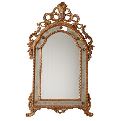 Rococo Style Mirror Carved and Gilded Woo Italy XX Century