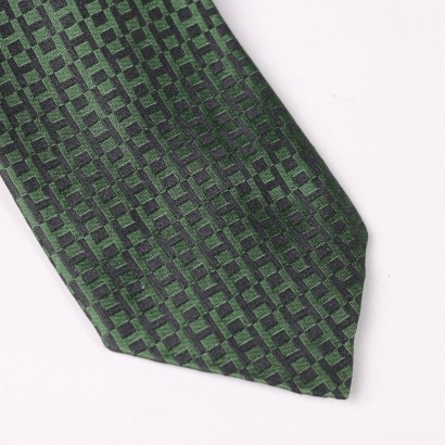 Cravate Hermès Vintage vert foncé