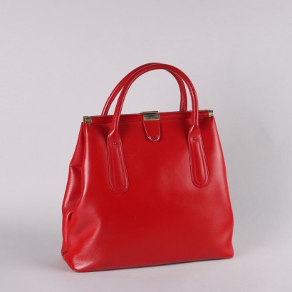 Vintage Tasche aus Rotem Leder Italien der 1970er Jahre