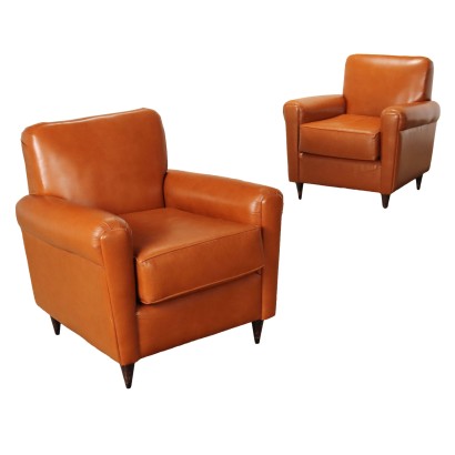 Paar Sessel aus Leder der 1950er Jahre