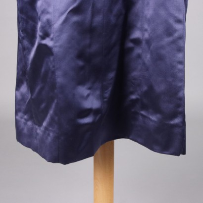 Vintage Dress in Blue Satin with Handbag