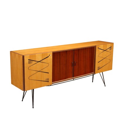 Vintage Sideboard 1960s Ash Veneer Mahogany Modern Furnishing