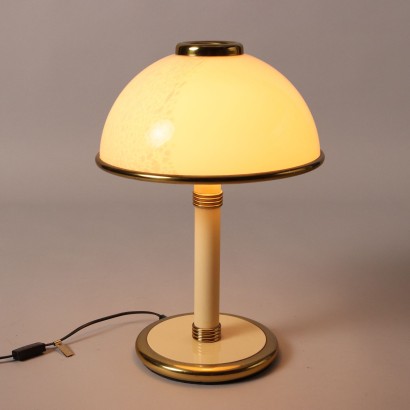 Vintage Table Lamp Fabbian Aluminium Italy 1980s Glass Diffuser
