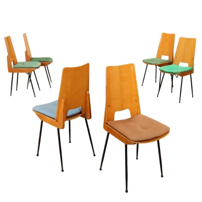 Vintage Chairs Plywood Metal Italy 1960s