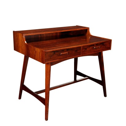 Vintage Writing Desk Exotic Wood Veneer Italy 1960s