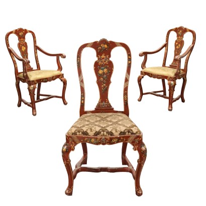 Zwei Sessel und Stuhl Barockstil aus Venetien Antike '800