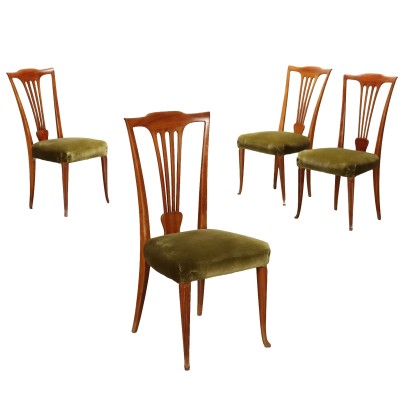 Chairs from the 1950s Painted Beech Velvet Italy Modernism Chairs