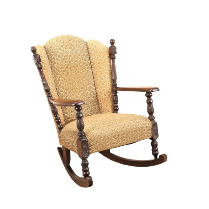Ancient Rocking Chair Mahogany Padded Northern Europe XIX Century