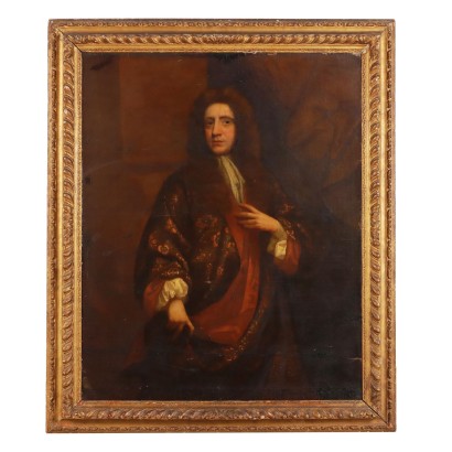 Painted Male portrait with robe ,Portrait of male with flower robe
